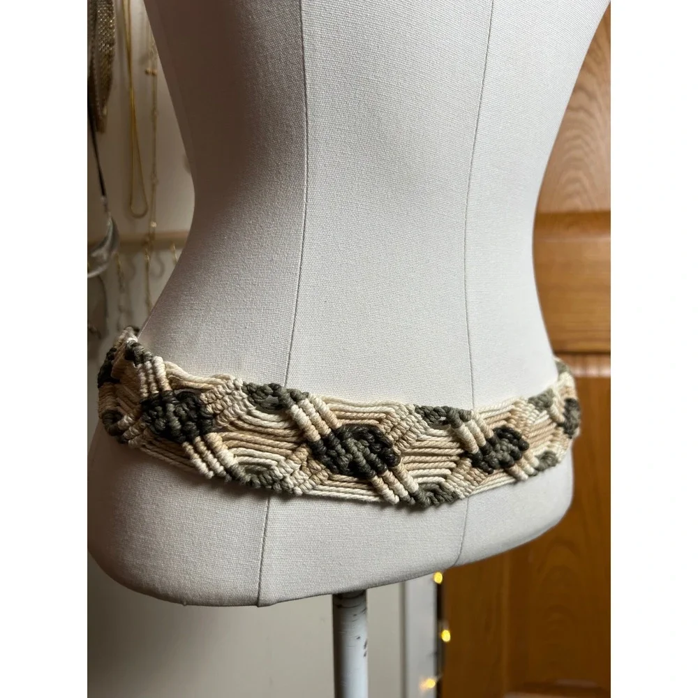 VTG Macrame Belt Boho Woven Festival‎ Boho Hippie Costal Retro 70s Tie Back